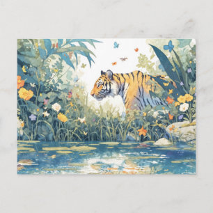 Nyckfull Tiger av Watercolor River Vykort