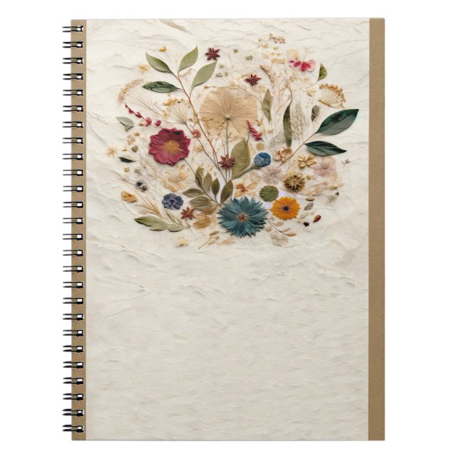 Nyckfull Trädgård Pressade Blommor Bohemer Lifesty Anteckningsbok (Framsidan)