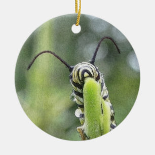 Nyckfull ung monarkfjäril Caterpillar Julgransprydnad Keramik