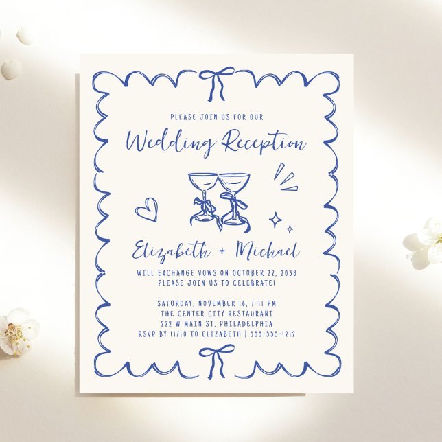 Nyckfull vågig ram bröllopsmottagningsinbjudan (Whimsical Wavy Frame Wedding Reception Invitation)