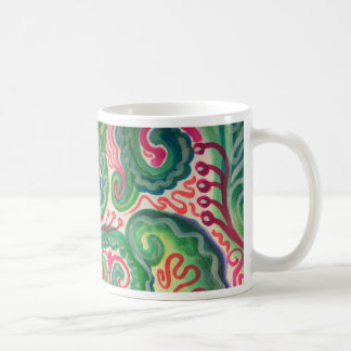 Nyckfull vattenfärg: Rosa och ljust - grönt II Kaffemugg