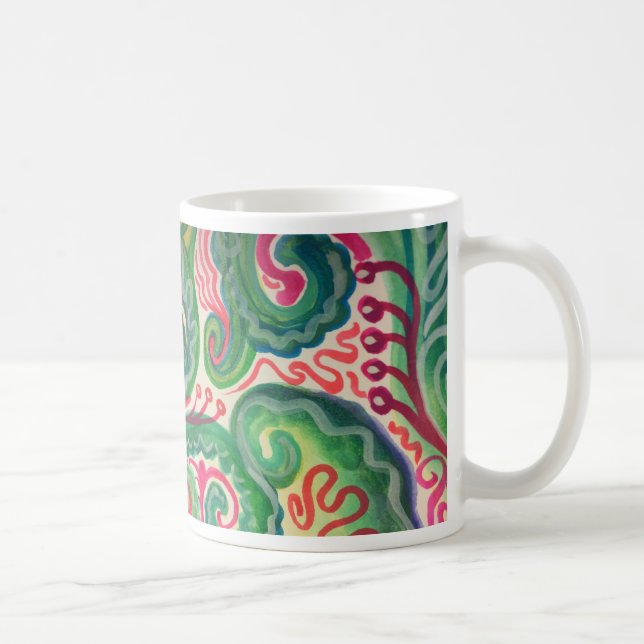 Nyckfull vattenfärg: Rosa och ljust - grönt II Kaffemugg (Höger)