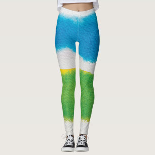 Nyckfull Vattenfärg Vildblommig Mönster Dam Lä Leggings