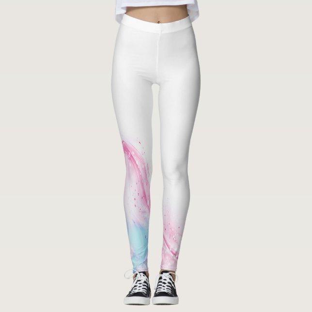 Nyckfull Vattenfärg Vildblommig Mönster Dam Lä Leggings (Framsida)