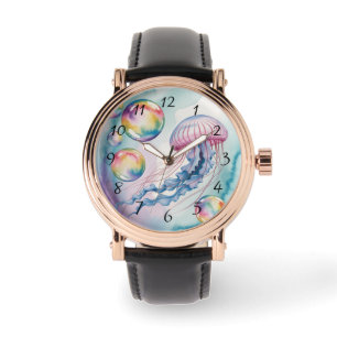Nyckfull Vattenfärgsdesign med Regnbågsfärgade Man Armbandsur