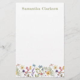 Nyckfull Vildblomma Blomning Färggrann Vårträdgård Brevpapper