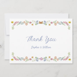 Nyckfull Vildblommig Bröllop Tack Kort