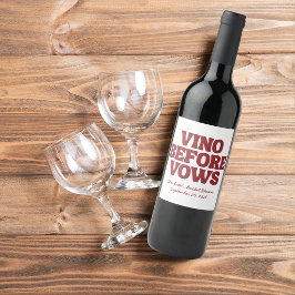 Nyckfull Vino före Löften Burgundy Bröllopsdusch Vinflaska Etikett
