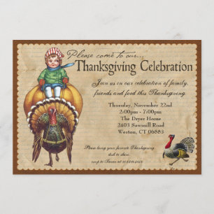 Nyckfull vintagethanksgivinginbjudan inbjudningar