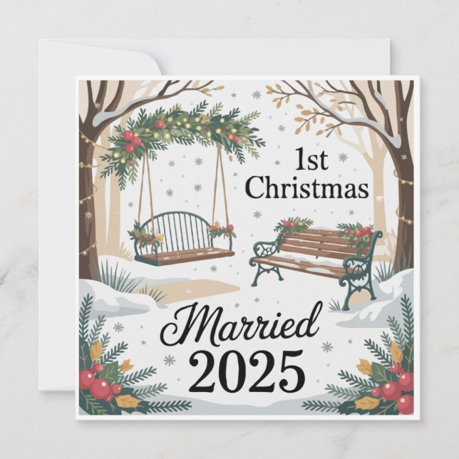 Nyckfull vinterpark vår första jul gifta (Framsida)