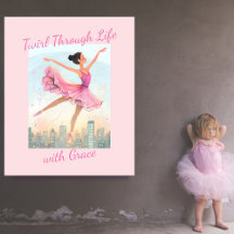 Nyckfull virvlande ballerina med grace över staden