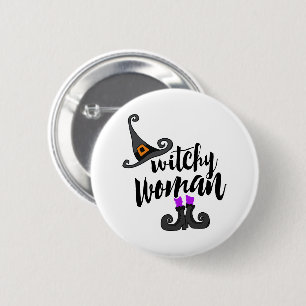 Nyckfull Witchy kvinna Halloween Knapp