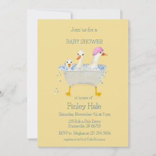 Nyckfulla akvarell-ankor i badkaret Baby Shower Inbjudningar