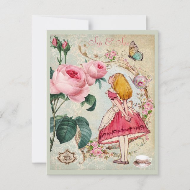 Nyckfulla Alice i underlandCollagesmutt & ser Inbjudningar (Framsida)