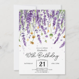 Nyckfulla antika vildblommor 40-årsdag inbjudningar