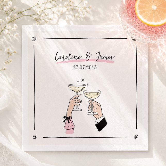 Nyckfulla Champagne Toast Bröllopsservetter Pappersservett (Skapare uppladdad)