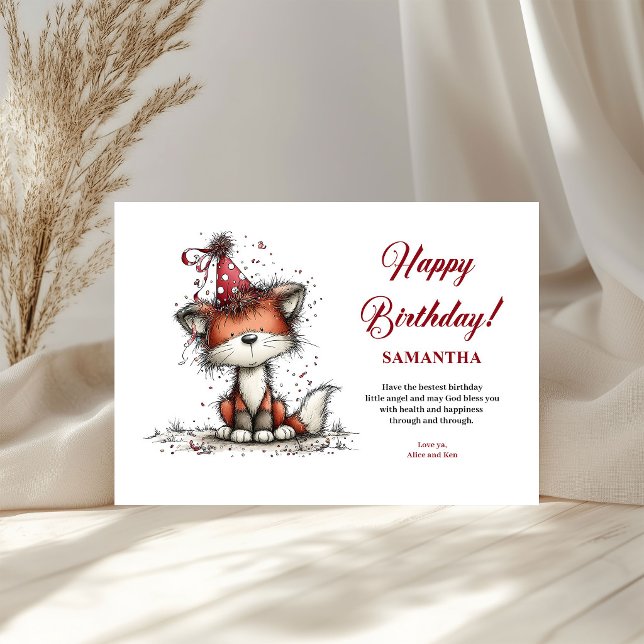 Nyckfulla djur anpassat namn barn gratulationskort (Whimsical Animals Custom Name kids greeting card)