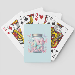 Nyckfulla fjärilar i en burk casinokort