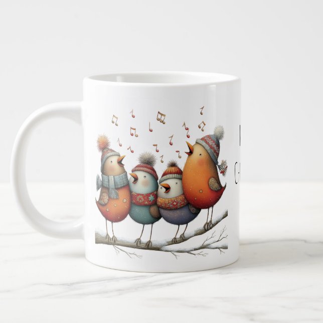 Nyckfulla Fyra Sångfåglar Julens Tolv Dagar Jumbo Mugg (Vänster)