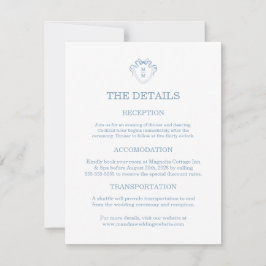 Nyckfulla handritade blå vigselkort med detaljer OSA kort