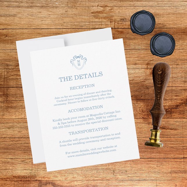 Nyckfulla handritade blå vigselkort med detaljer OSA kort (Skapare uppladdad)