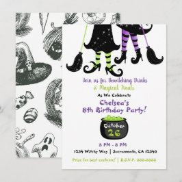 Nyckfulla Häxor Modern Häxa Halloween Födelsedag Inbjudningar