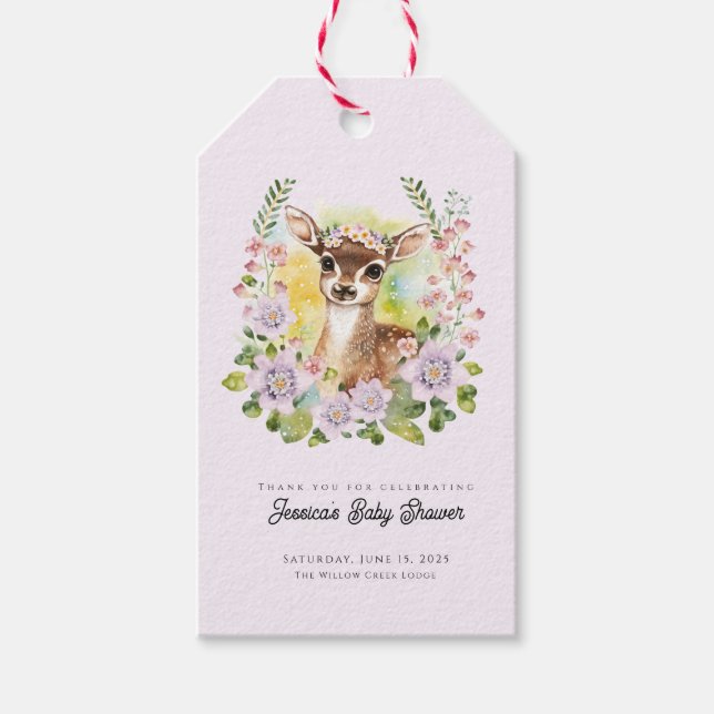 Nyckfulla hjort-baby shower present-kort presentetikett (Framsidan)