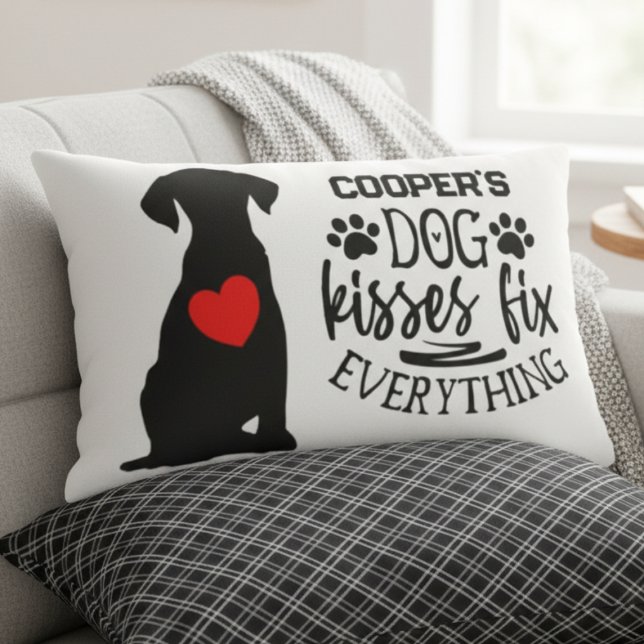 Nyckfulla hundkysser fixar allt hjärta lumbarkudde (Fun dog lover personalized pillow)