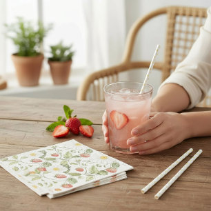 Nyckfulla Jordgubbs Tusenskönas Blommiga Tryckta S Pappersservett