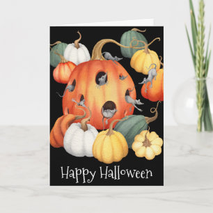 Nyckfulla möss och pumpor Halloween Kort
