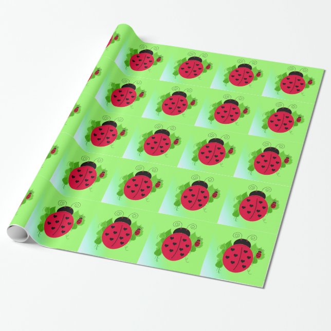 Nyckfulla nyckelpigor presentpapper (Utrullad)
