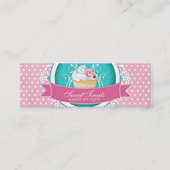 Nyckfulla och eleganta muffinbagerimärkre mini visitkort (Framsida)