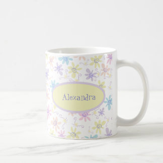 Nyckfulla pastellblommor kaffemugg