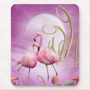 Nyckfulla rosa Flamingos Mousepad Musmatta