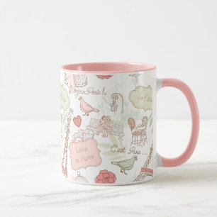 Nyckfulla rosor för Paris Eiffel torn Mugg