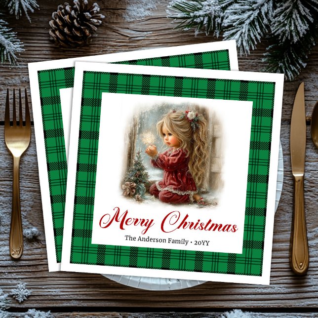 Nyckfulla Rustika Sagobok Julscen Servetter (Whimsical Rustic Storybook Christmas Scene Napkins)