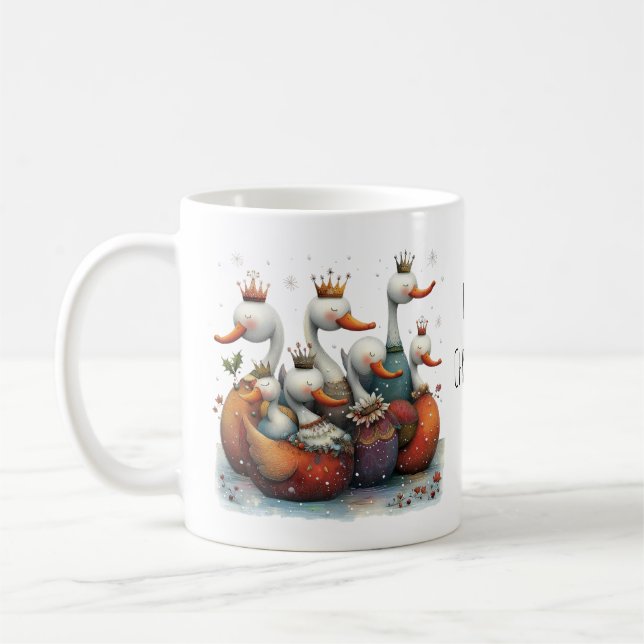 Nyckfulla Sju Svanar som Simmar Jul 325ml Kaffemugg (Vänster)