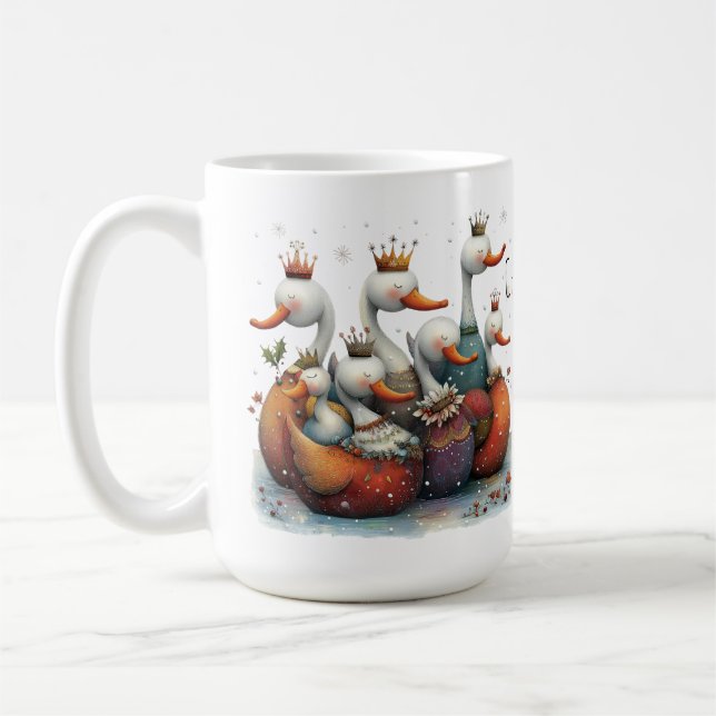 Nyckfulla Sju Svanar som Simmar Jul 443ml Kaffemugg (Vänster)