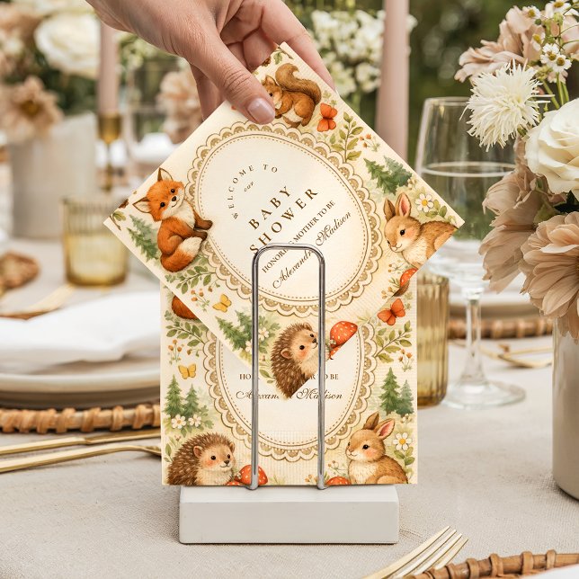 Nyckfulla Skogsdjur Baby Shower Pappersservett (Skapare uppladdad)