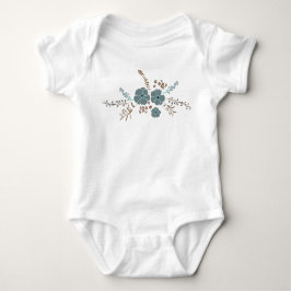 Nyckfulla Teal Rosa Grå Blommor T Shirt