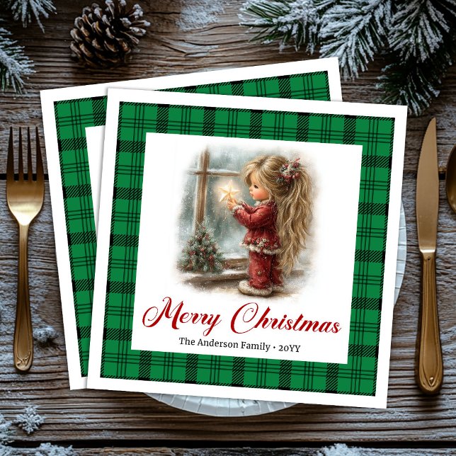 Nyckfulla varma sammankomst Julscen Servetter (Whimsical Warm Gathering Christmas Scene Napkins)