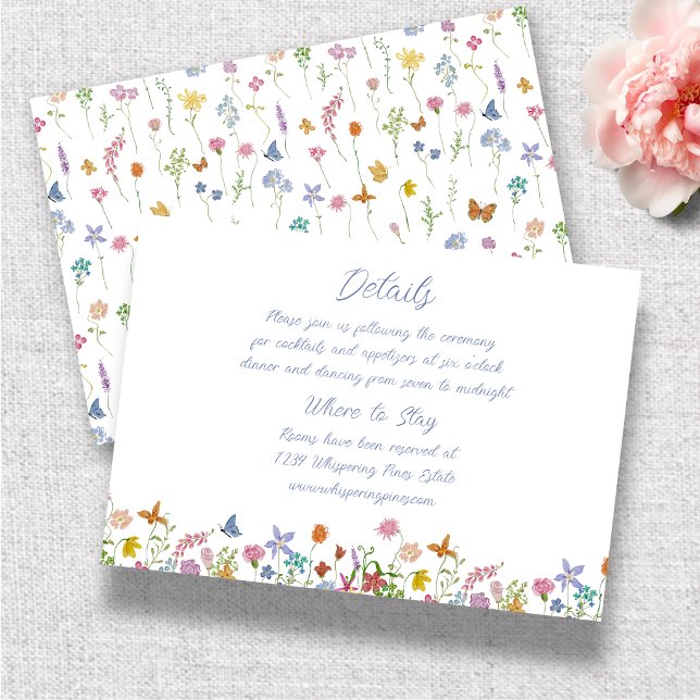 Nyckfulla Vildblommabrollopsdetaljer Tilläggskort (Whimsical Wildflower Wedding Details Enclosure Card
)