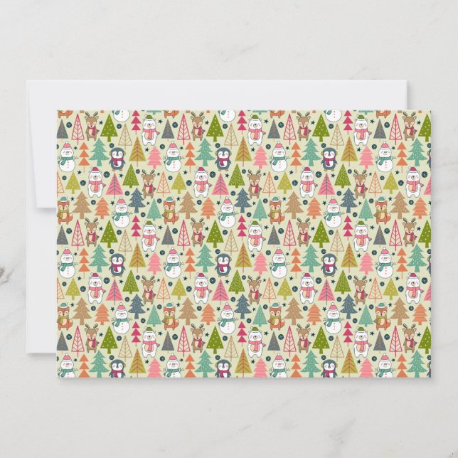 Nyckfulla Vinter Skogs Vänner Julkort (Framsida)