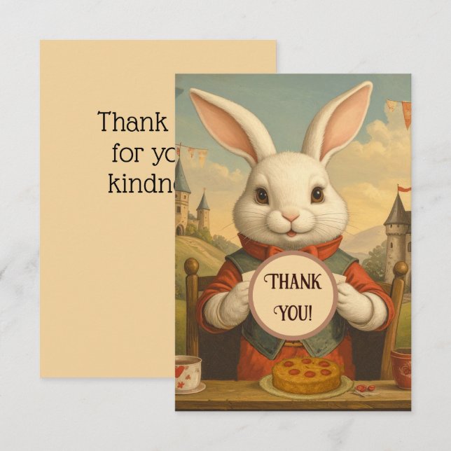 Nyckfulla Vita Kanin Hjärtan Förtrollad Sagovärld Tack Kort (Fram/baksida)