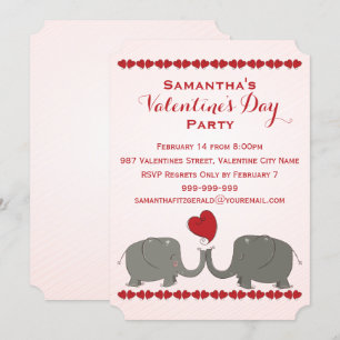 Nyckfullt elefantvalentines dayparty inbjudningar
