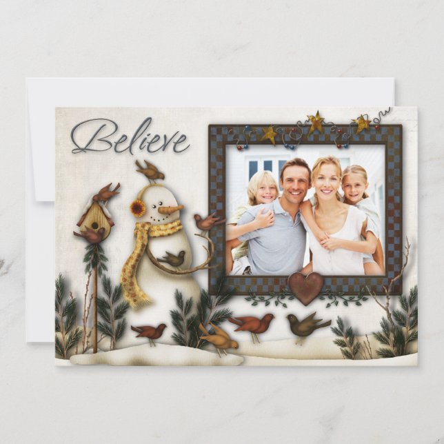 Nyckfullt för snögubbejul för Folk konst kort för (Framsida)