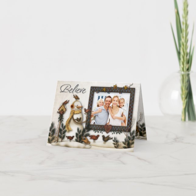 Nyckfullt för snögubbejul för Folk konst kort för (Framsida)