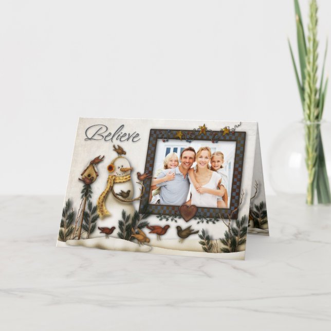 Nyckfullt för snögubbejul för Folk konst kort för (Framsida)