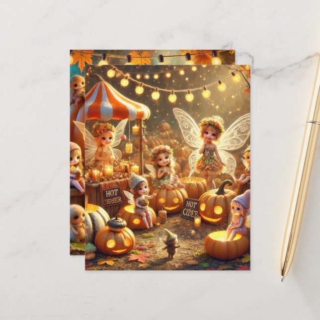 Nyckfullt höstmarknadsskrapbokspapper för älvor (Fram/Back In Situ)