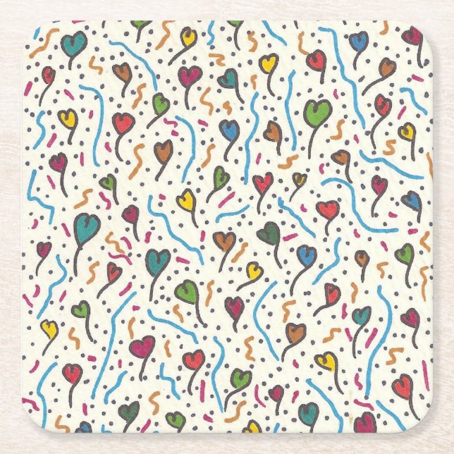 Nyckfullt pappersunderlägg underlägg papper kvadrat (Framsidan)